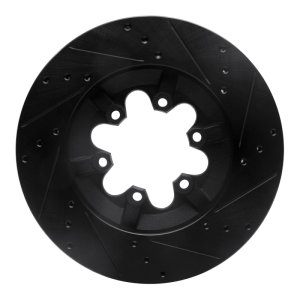 Chevrolet Colorado Brake Rotor (1) - Front Left - R1 Concepts - Drilled & Slotted - Black - `09-`12